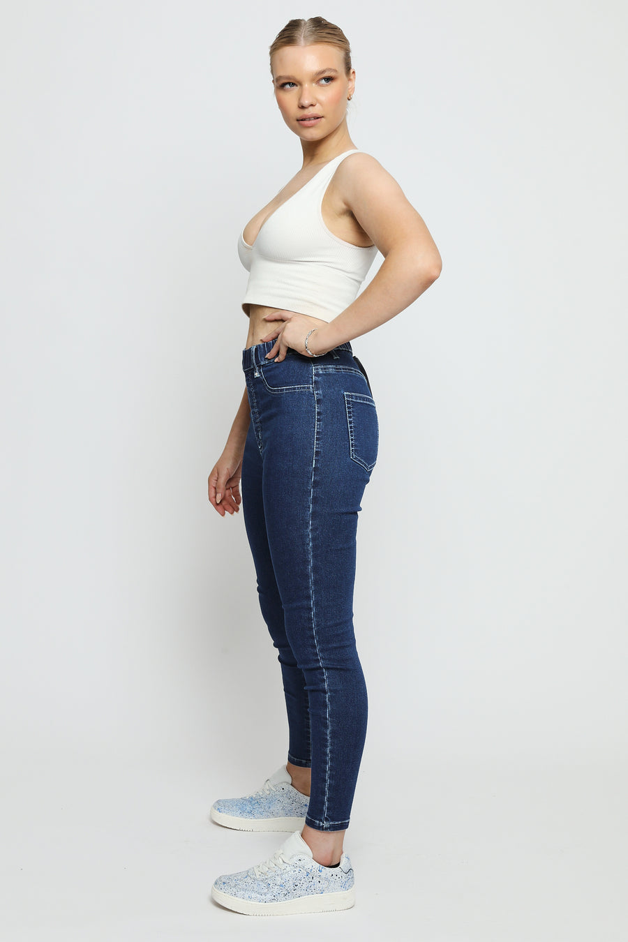 Asli High Waisted Stretch Skinny Jeans - Blue -  Women's Skinny Jean Jegging