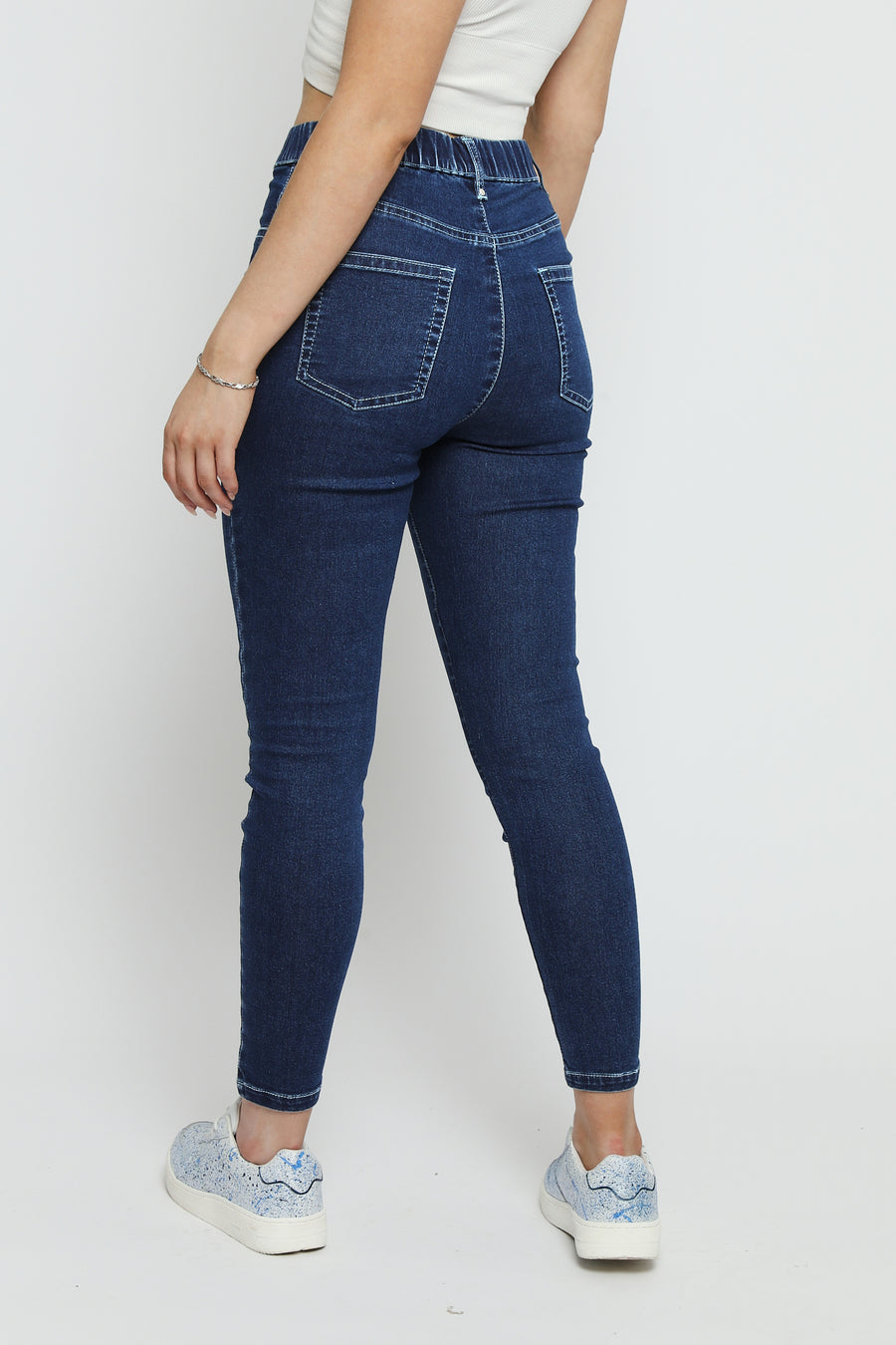 Asli High Waisted Stretch Skinny Jeans - Blue -  Women's Skinny Jean Jegging