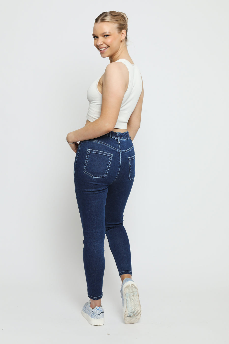 Asli High Waisted Stretch Skinny Jeans - Blue -  Women's Skinny Jean Jegging