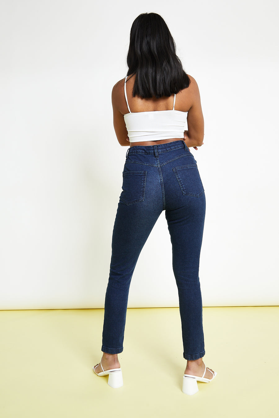 Babine High Rise Stretch Denim Skinny Jeans - Dark Blue -  Women's Skinny Jeans