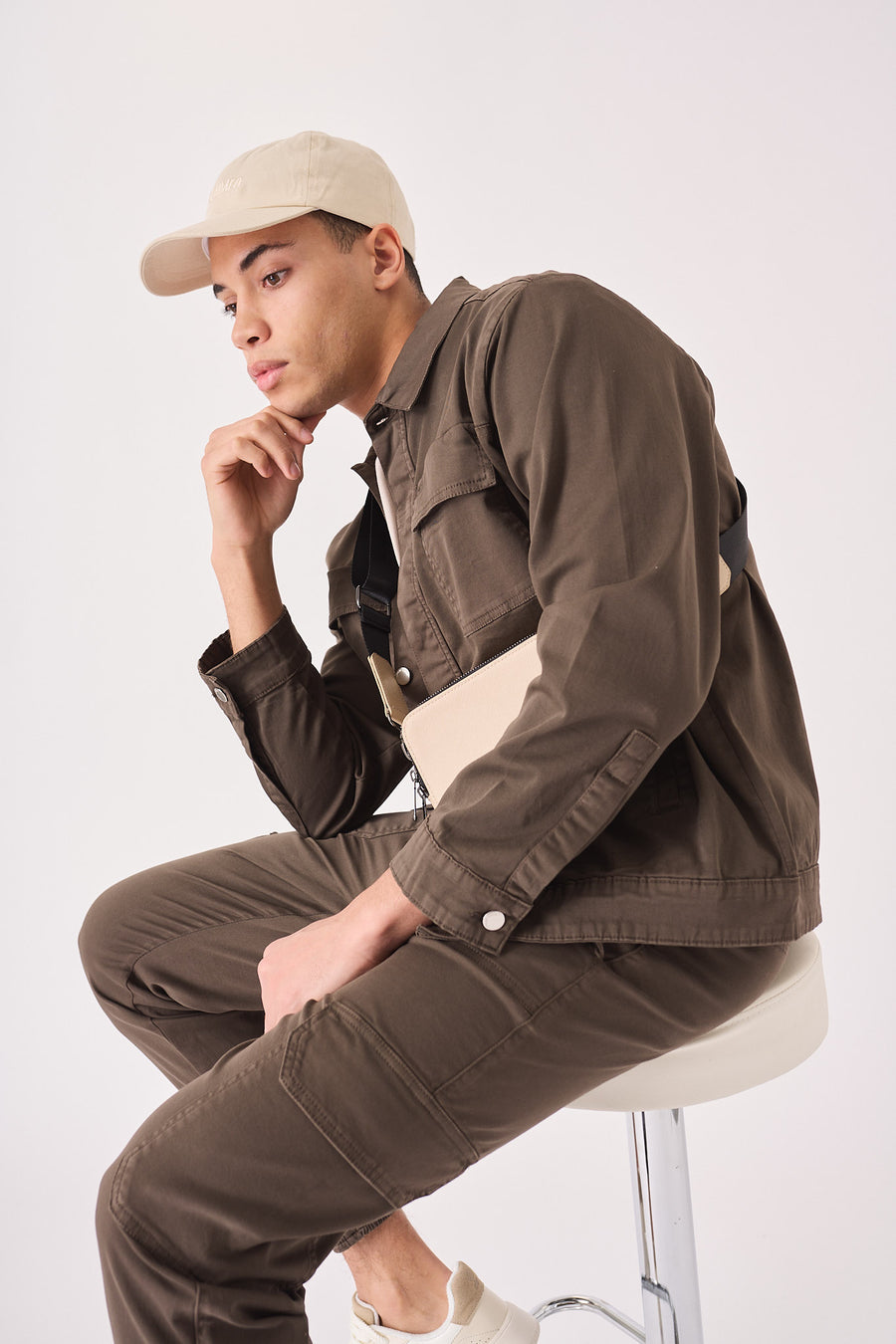 CARGO DENIM JACKET - DARK BROWN -  Men's Cargo Denim Jackets
