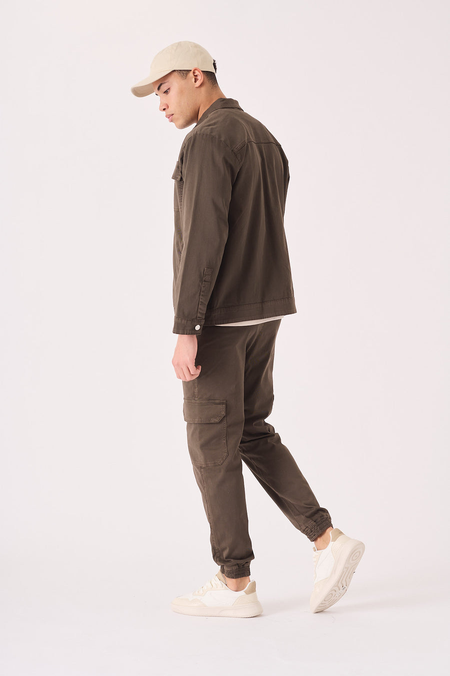 CARGO DENIM JACKET - DARK BROWN -  Men's Cargo Denim Jackets