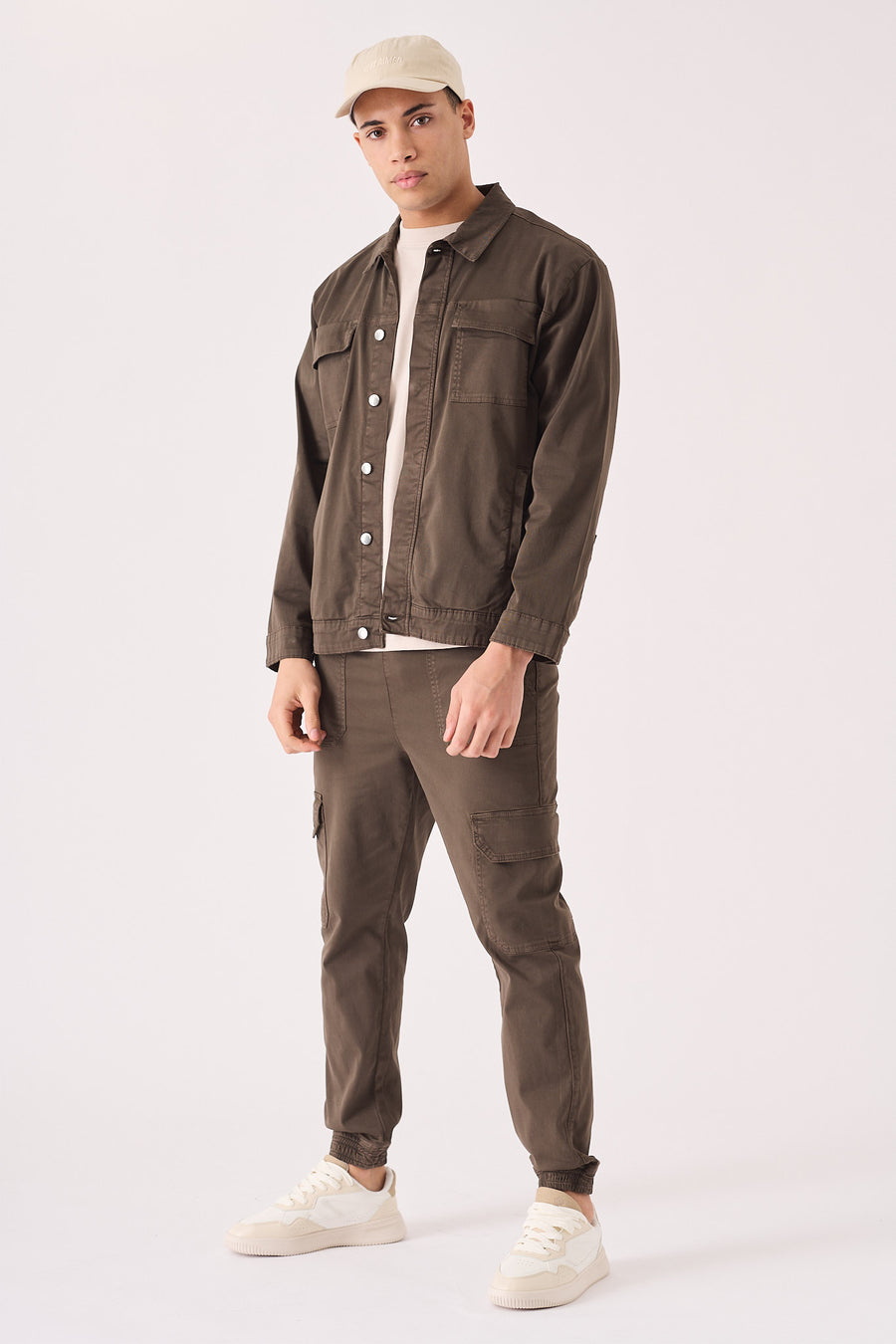 CARGO DENIM JACKET - DARK BROWN -  Men's Cargo Denim Jackets
