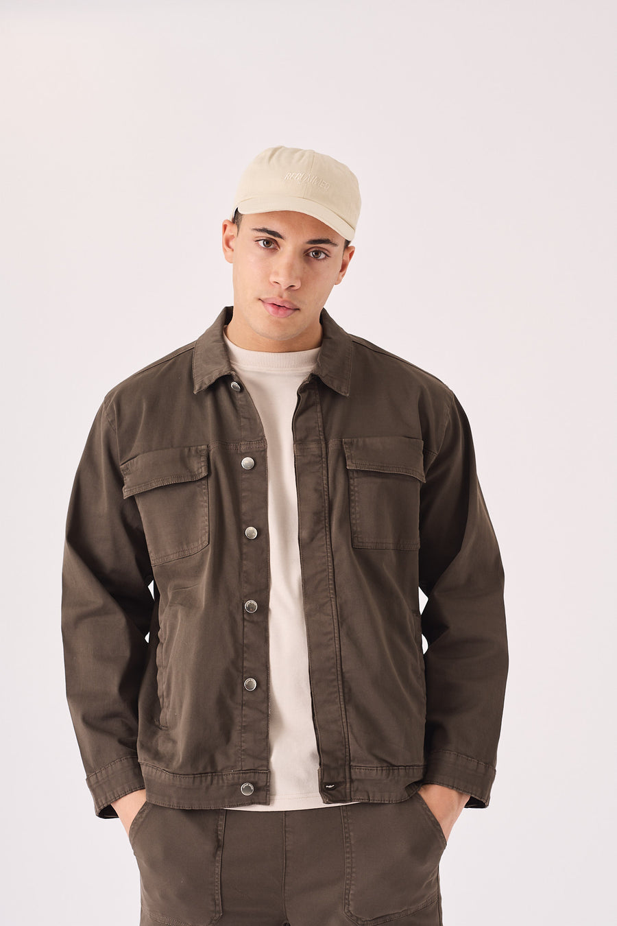 CARGO DENIM JACKET - DARK BROWN -  Men's Cargo Denim Jackets