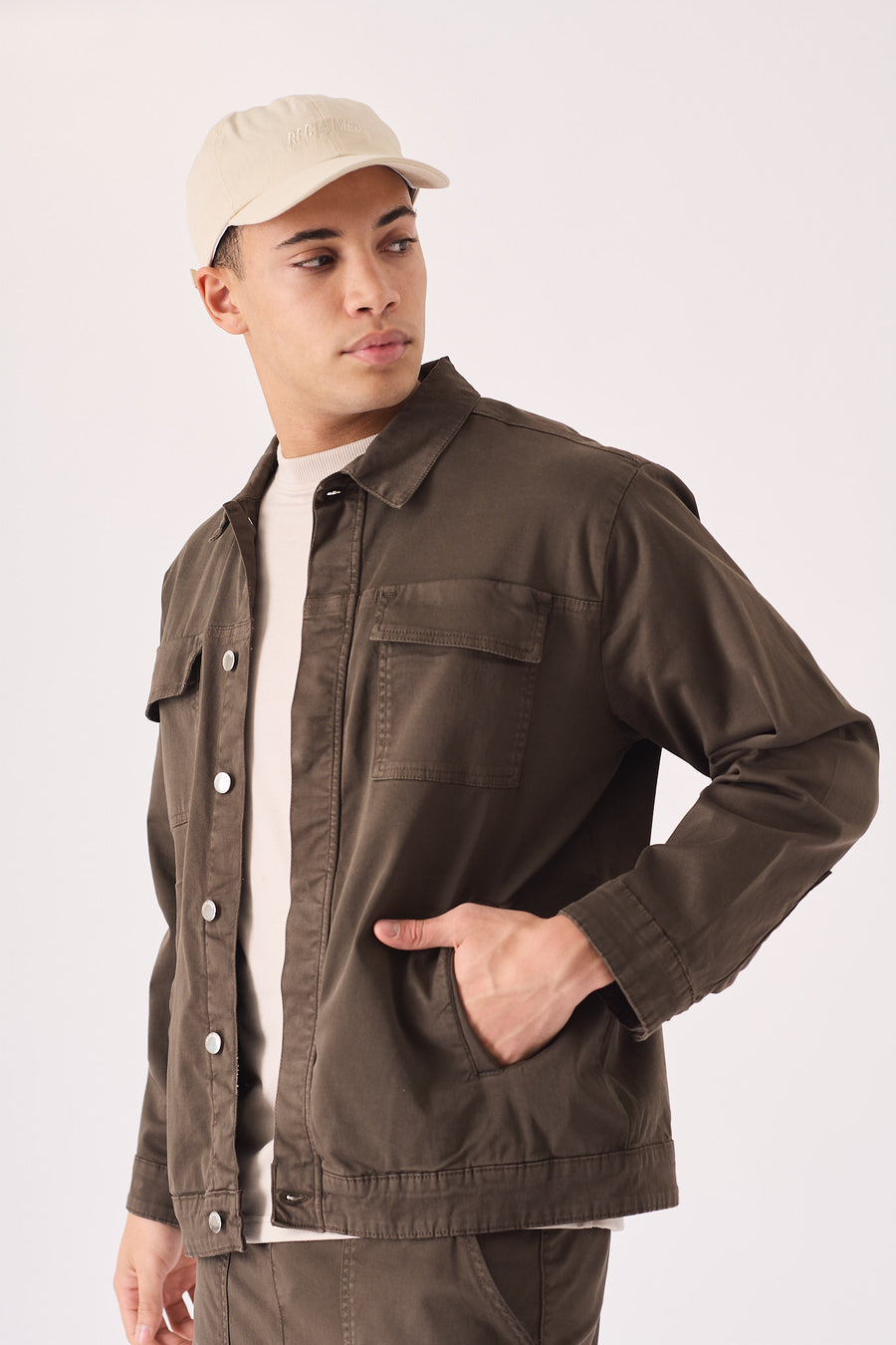 CARGO DENIM JACKET - DARK BROWN -  Men's Cargo Denim Jackets