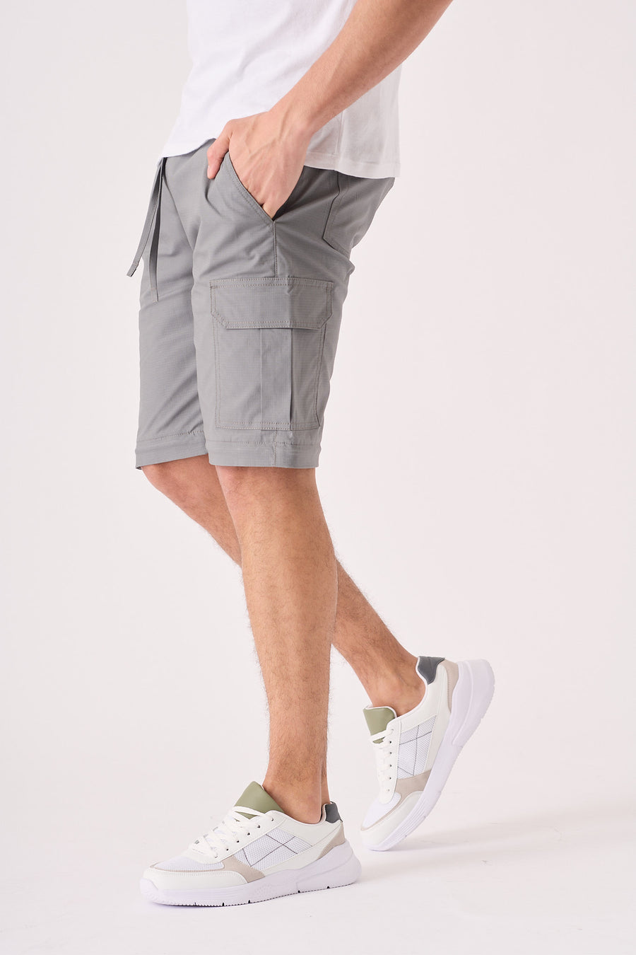 CARGO PANTS & SHORTS 2 IN 1 - GREY -  Men's Cargo Straight leg Trouser And Shorts