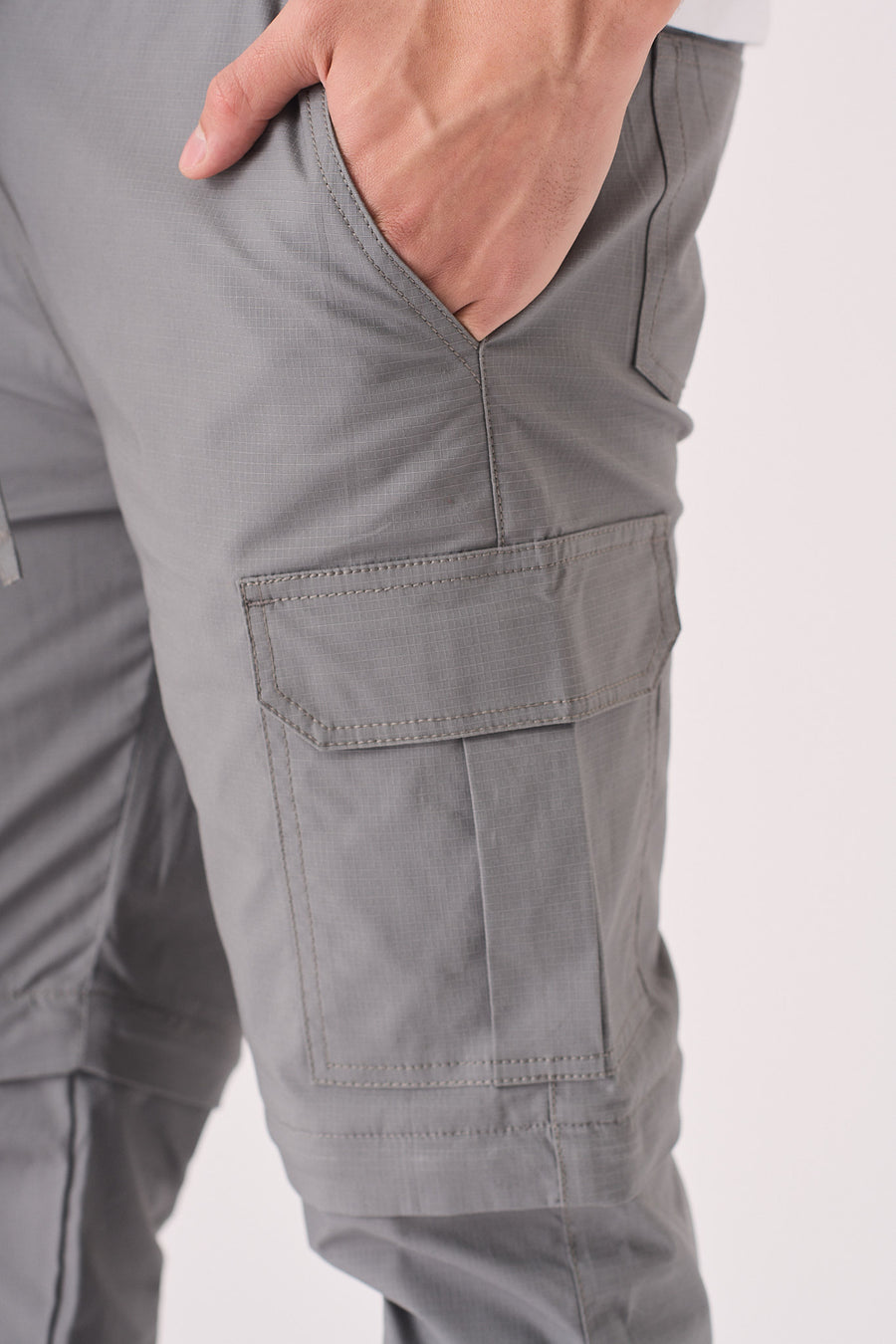 CARGO PANTS & SHORTS 2 IN 1 - GREY -  Men's Cargo Straight leg Trouser And Shorts
