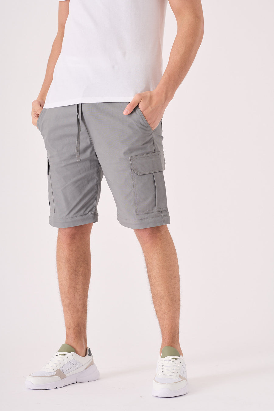 CARGO PANTS & SHORTS 2 IN 1 - GREY -  Men's Cargo Straight leg Trouser And Shorts
