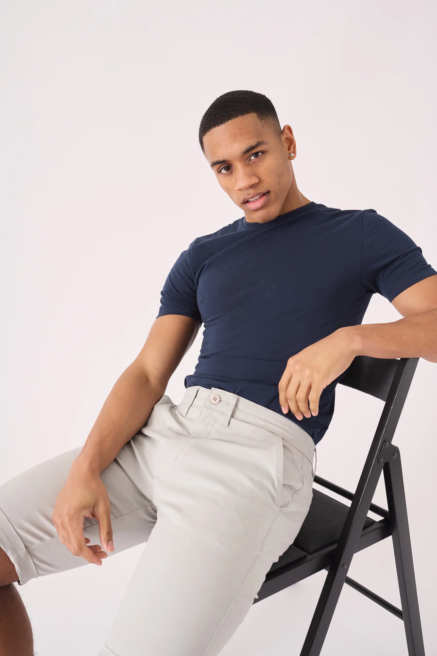 CLAYBOURNE Stretch Slim Fit Chino Shorts - Light Grey -  Men's Chino Shorts