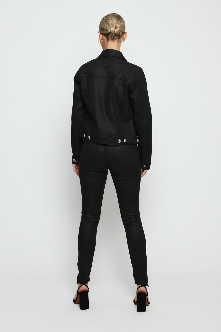 COATED DENIM JACKET - BLACK -  Women's Coated Denim Jackets