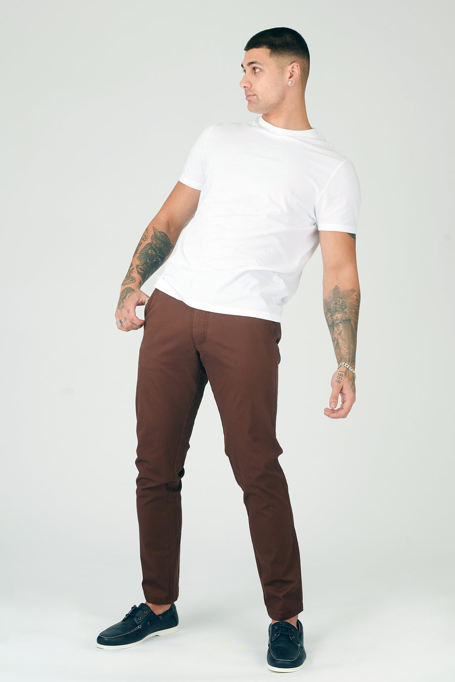 COLBORNE Stretch Slim Fit Chino Pants - Chocolate Brown -  Men's Chino Trousers