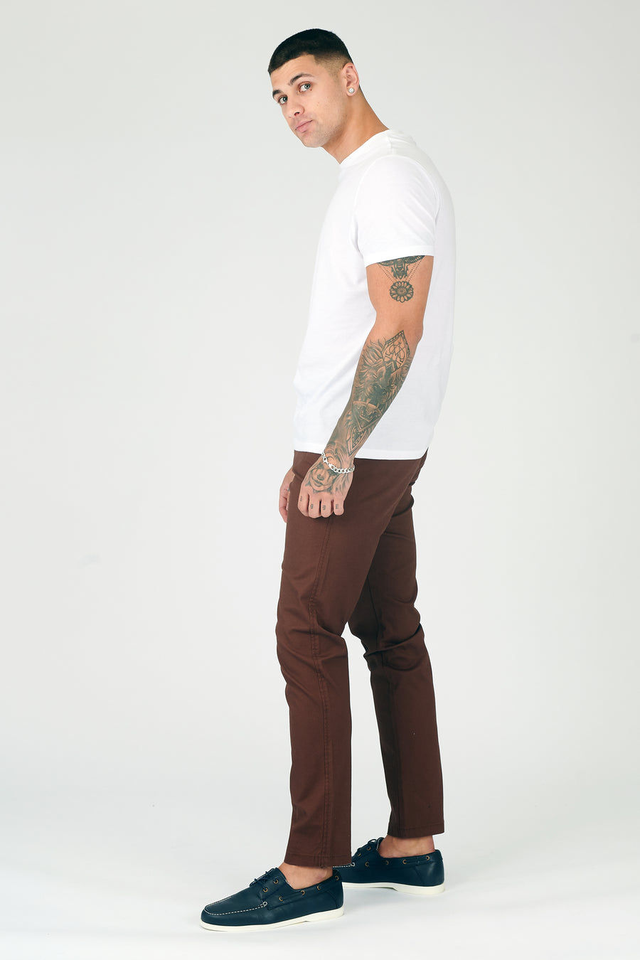 COLBORNE Stretch Slim Fit Chino Pants - Chocolate Brown -  Men's Chino Trousers