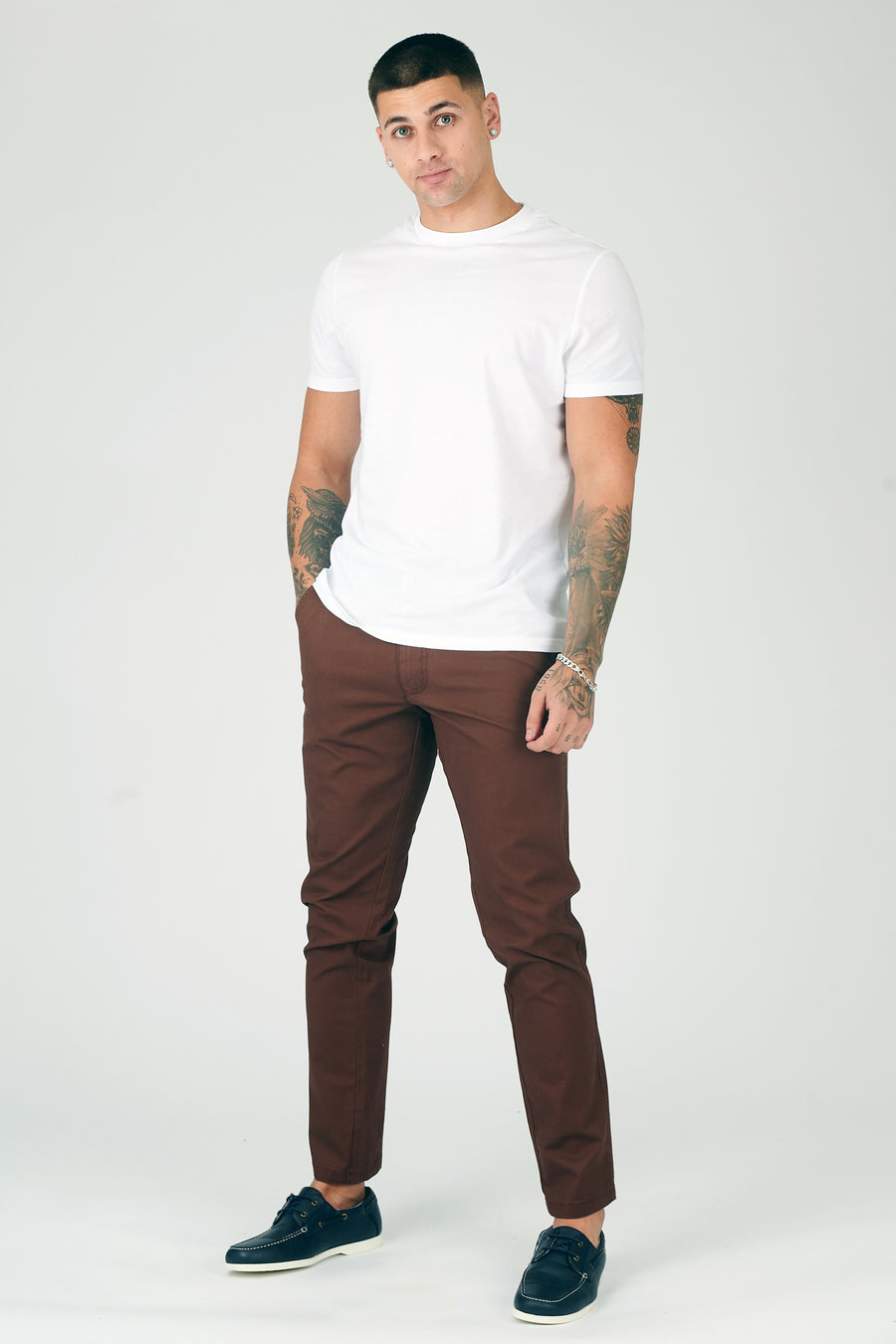 COLBORNE Stretch Slim Fit Chino Pants - Chocolate Brown -  Men's Chino Trousers