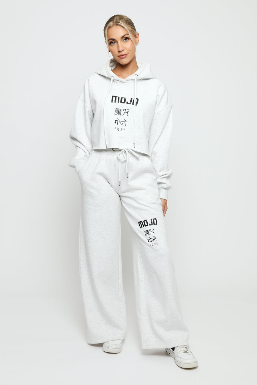 CROPPED HOODIE  - WHITE -  Women's Cropped Hoodie