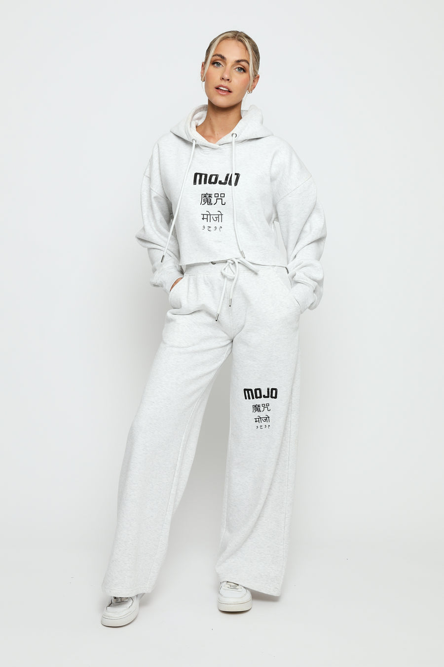 CROPPED HOODIE  - WHITE -  Women's Cropped Hoodie