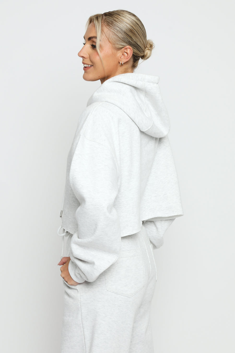 CROPPED HOODIE  - WHITE -  Women's Cropped Hoodie