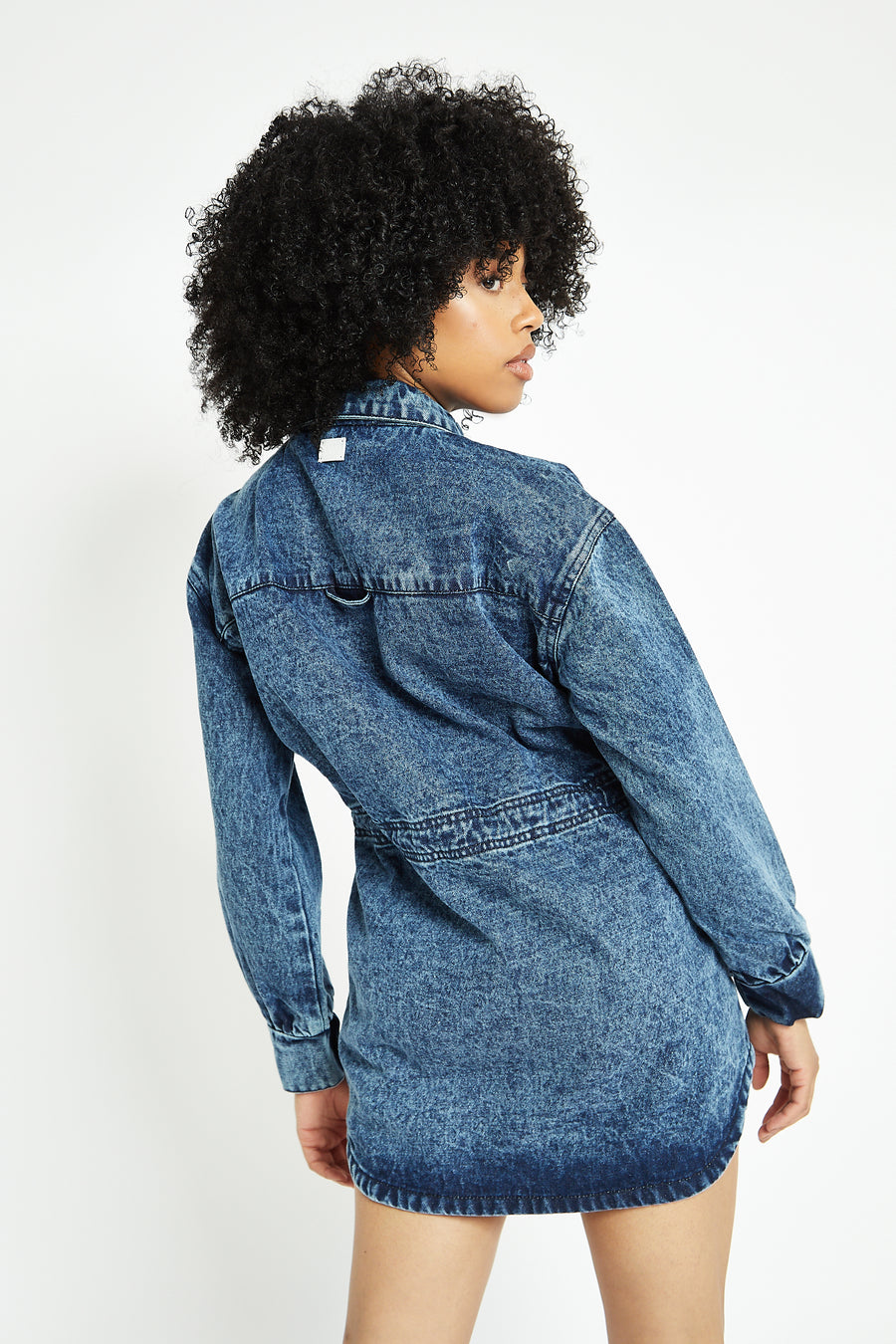 DENIM BUTTON UP DRESS - BLUE -  Women's Denim Dresses