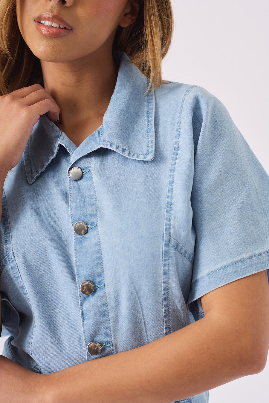 DENIM PLAYSUIT - BLUE -  Women's Denim Playsuit