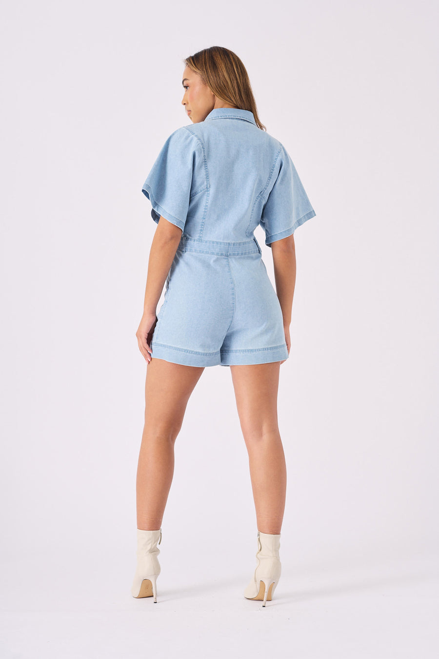 DENIM PLAYSUIT - BLUE -  Women's Denim Playsuit