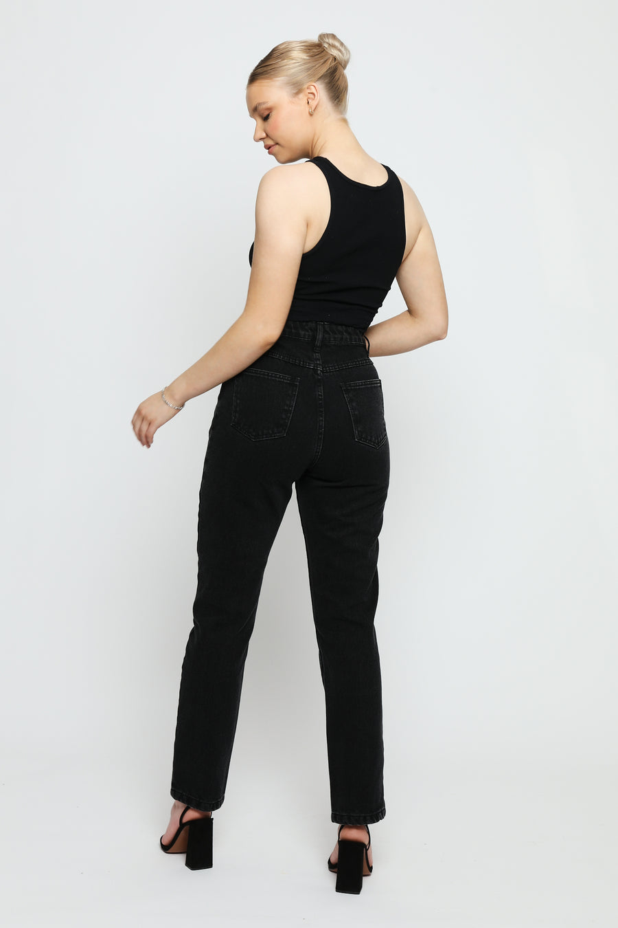 Evora High Rise Slim Straight Leg Jeans - Black -  Women's Straight Leg Jeans