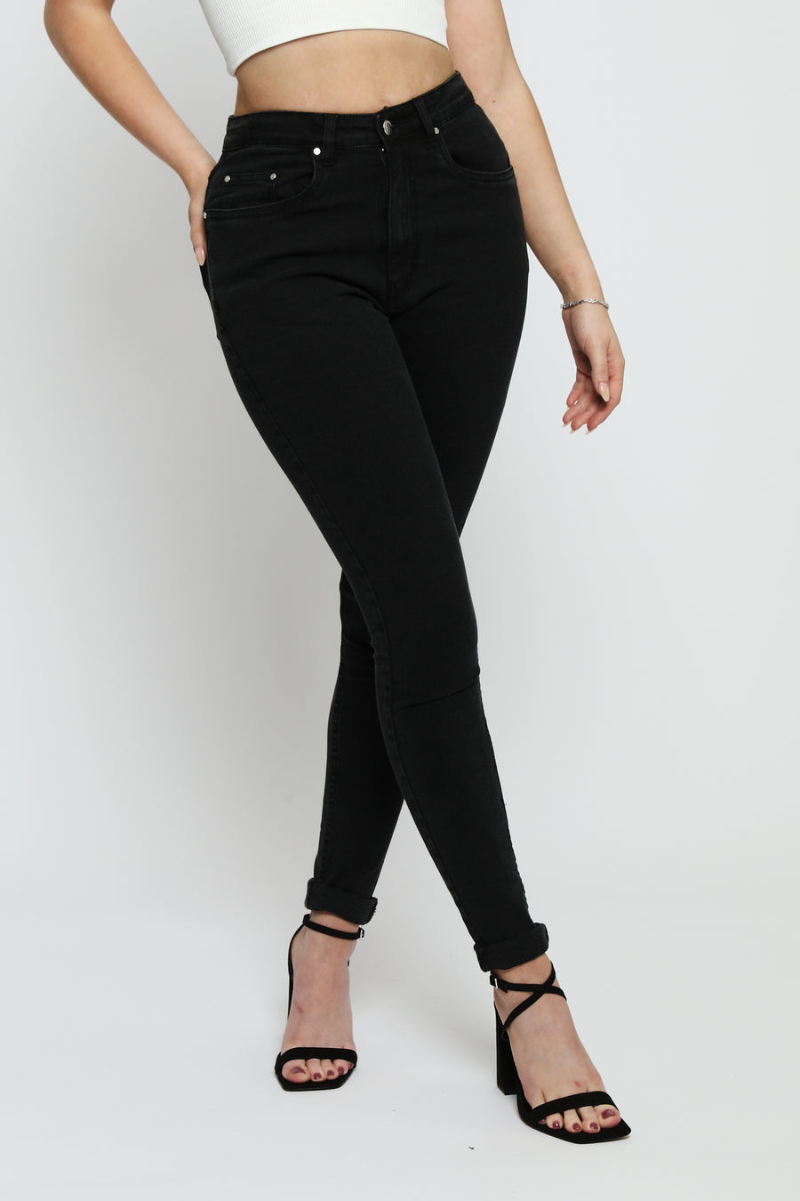 Evora Stretch Denim High Rise Skinny Jeans - Black -  Women's Skinny Jeans