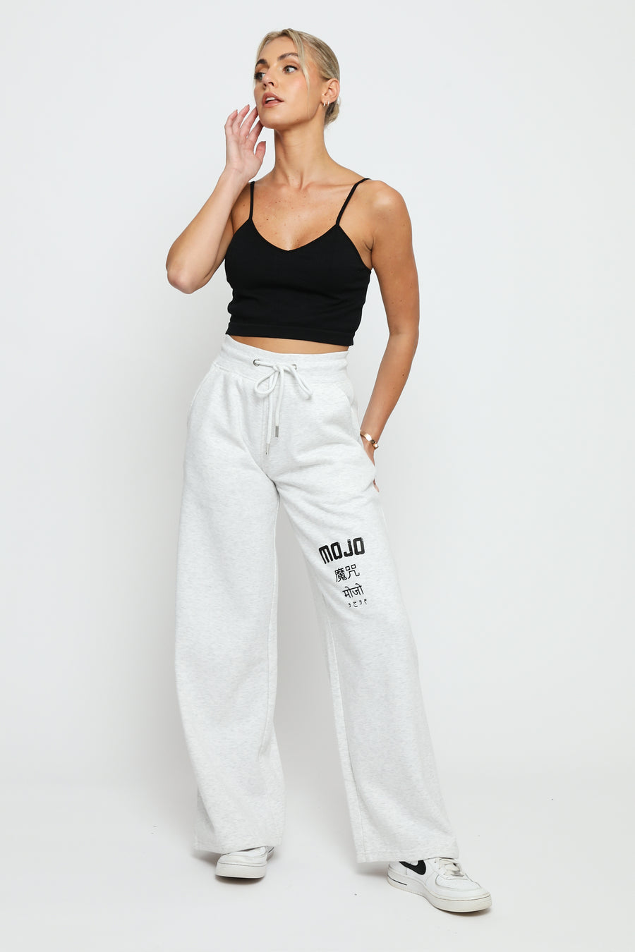 GREY MARL MOJO WIDE LEG  JOGGER -  Women's Wide Leg Joggers