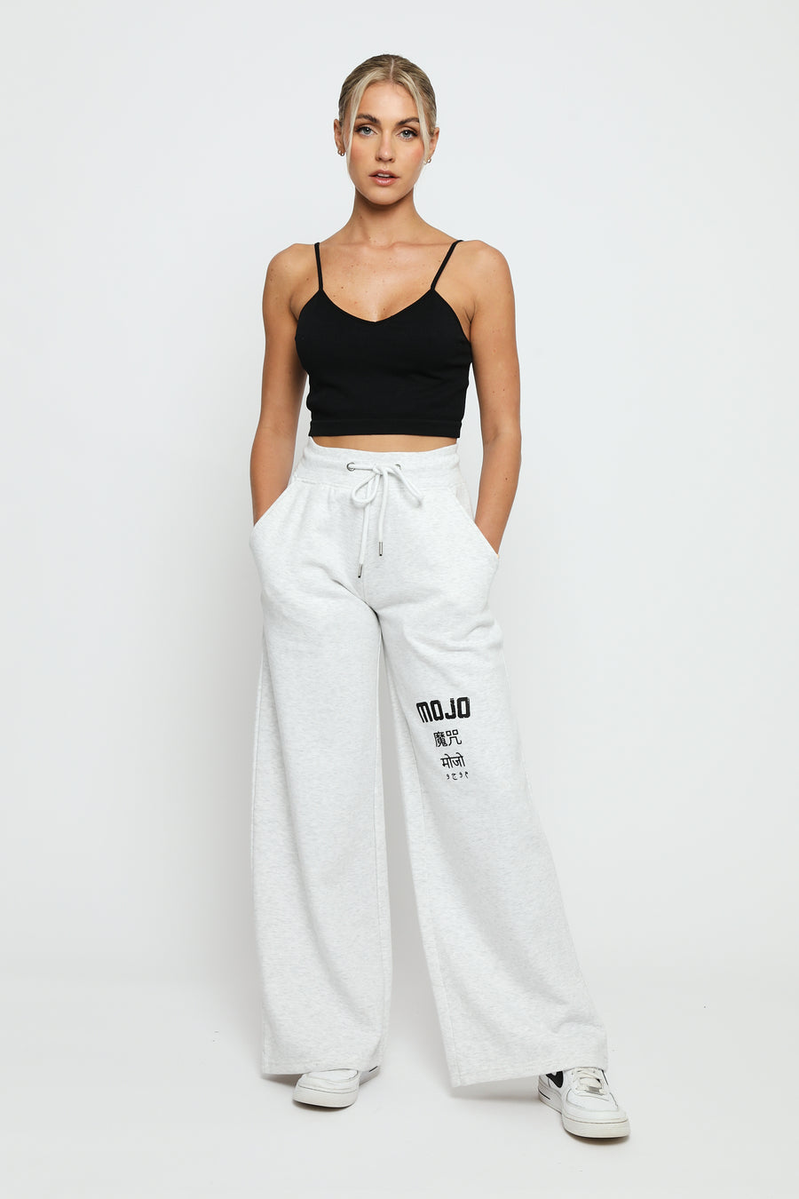 GREY MARL MOJO WIDE LEG  JOGGER -  Women's Wide Leg Joggers