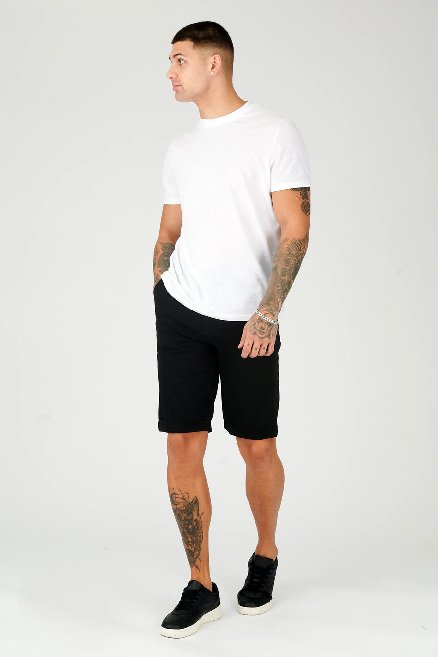 HADSON Stretch Slim Fit Chino Shorts - Black -  Men's Chino Shorts