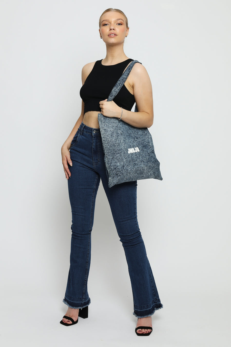 JMOJO DENIM BLUE ACID WASH TOTE BAG -  Tote Bags