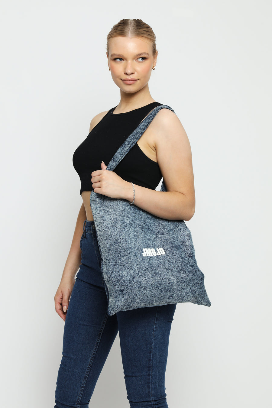 JMOJO DENIM BLUE ACID WASH TOTE BAG -  Tote Bags