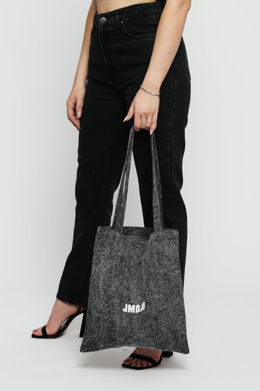 JMOJO DENIM GREY ACID WASH TOTE BAG -  Tote Bags