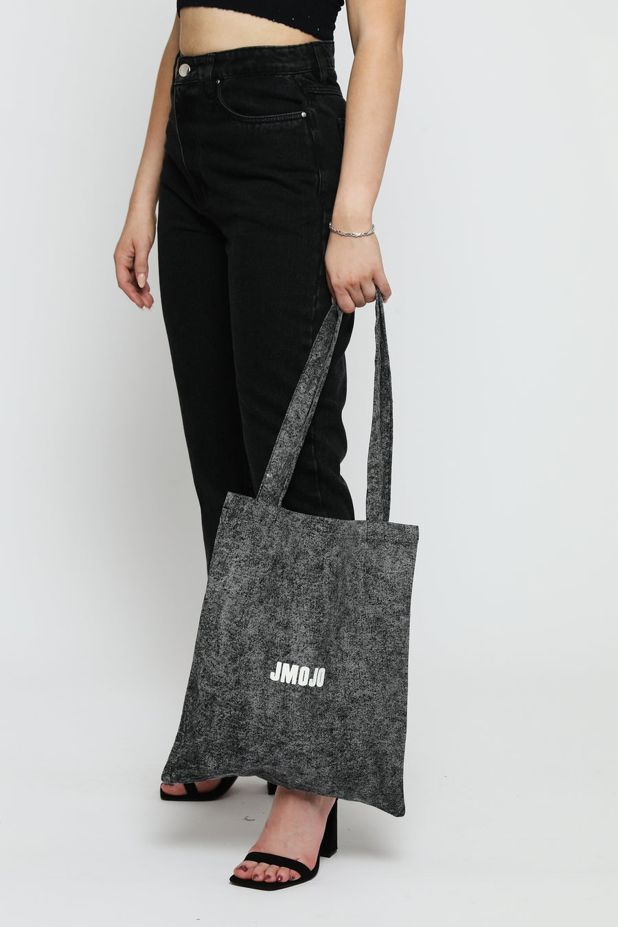 JMOJO DENIM GREY ACID WASH TOTE BAG -  Tote Bags