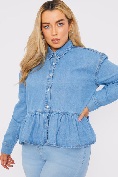 Peplum denim shirt shop