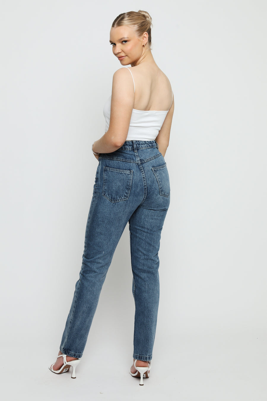 Jorah Stretch Denim High Rise Slim Straight Leg Jeans - Stone Blue -  Women's Straight Leg Jeans