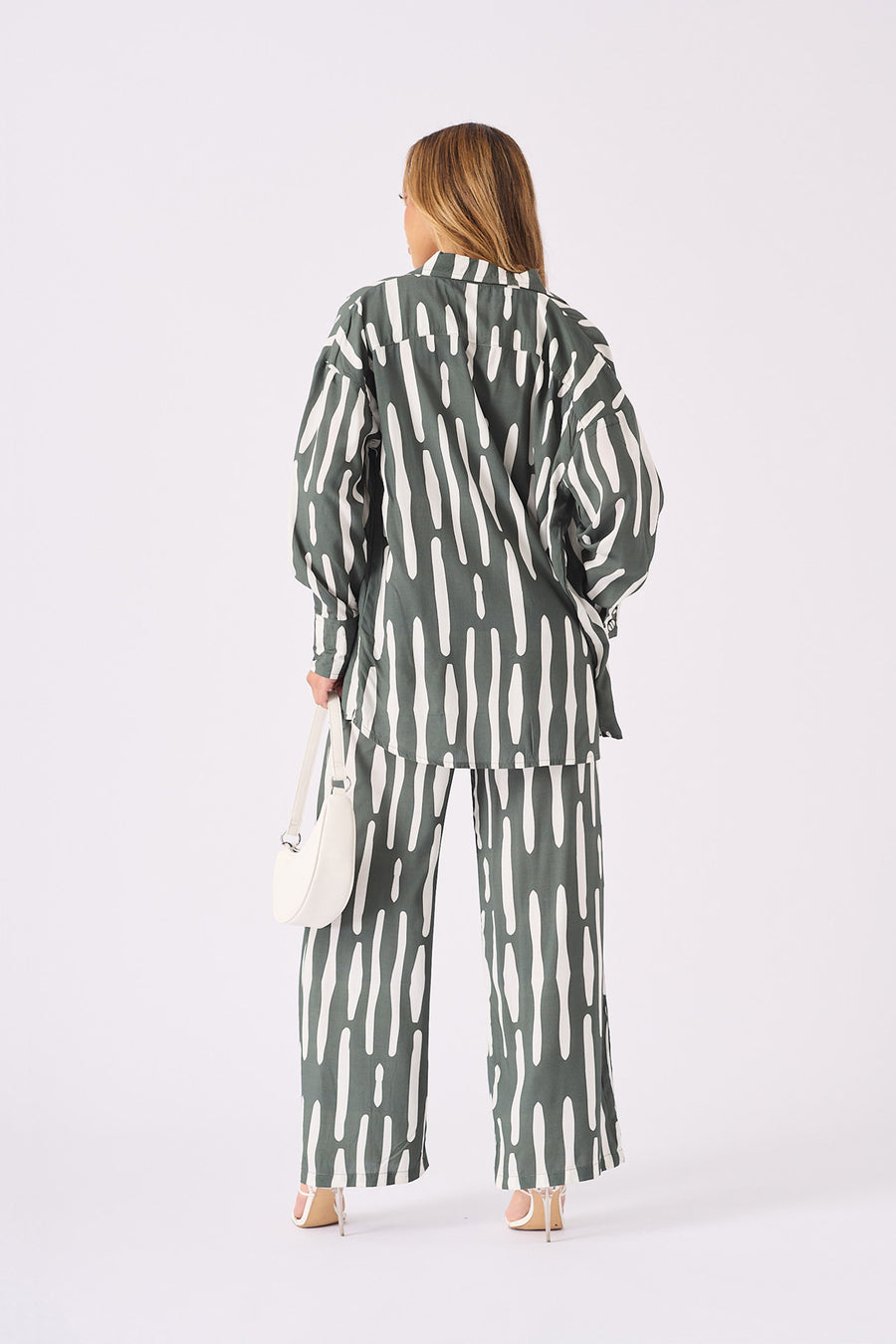 LONGLINE OVERSIZED SHIRT - GREEN -  Women's Oversized Shirts