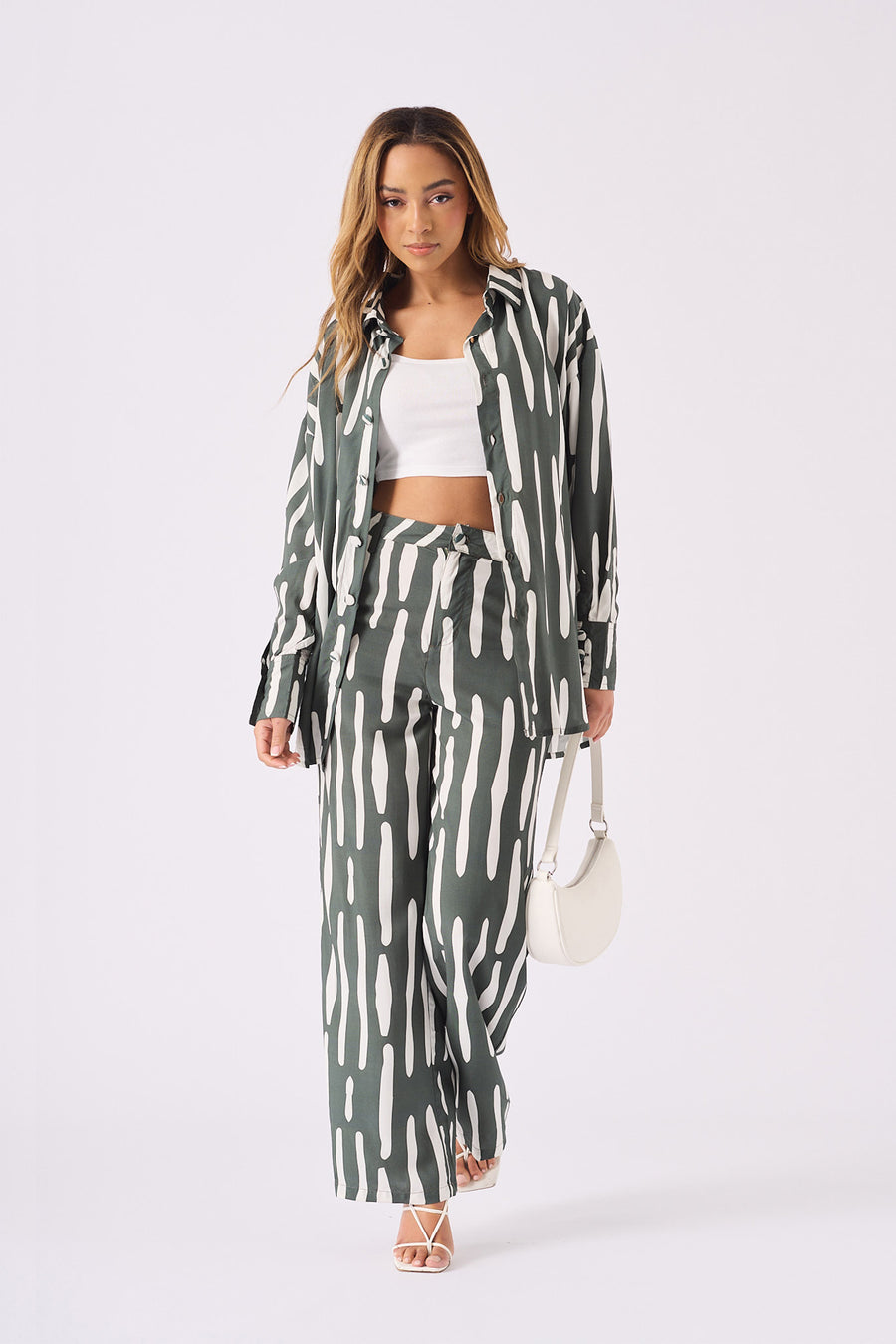 LONGLINE OVERSIZED SHIRT - GREEN -  Women's Oversized Shirts