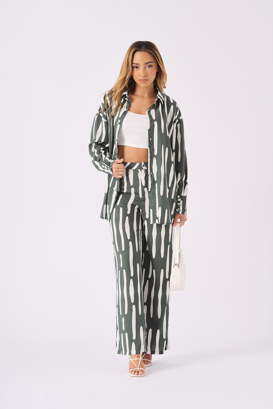 LONGLINE OVERSIZED SHIRT - GREEN -  Women's Oversized Shirts