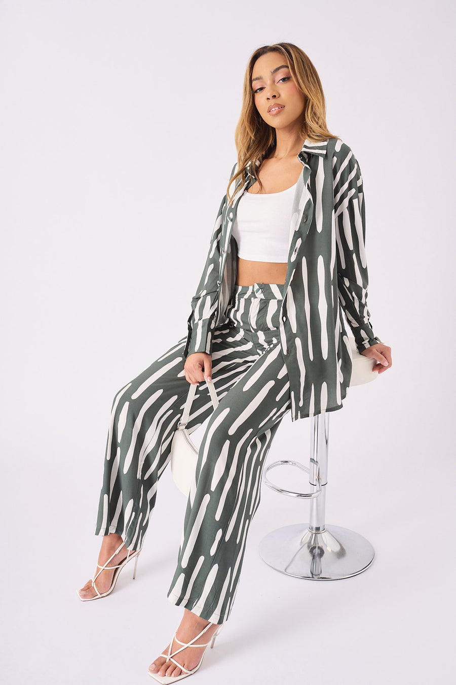 LONGLINE OVERSIZED SHIRT - GREEN -  Women's Oversized Shirts