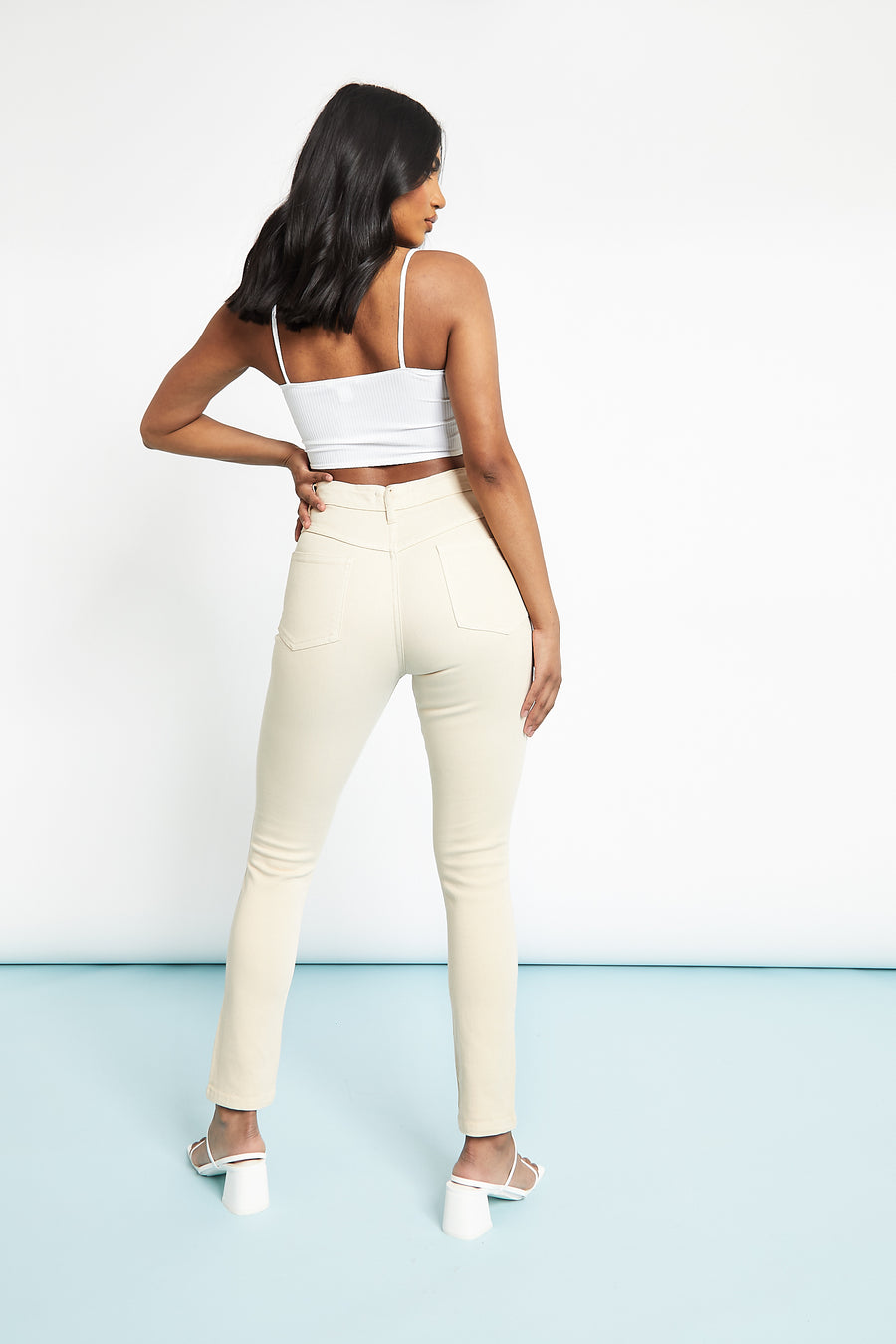 Monja High Rise Stretch Skinny Jeans - Ecru -  Women's Skinny Jeans
