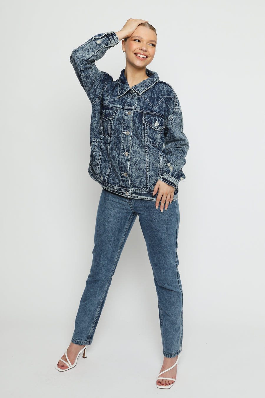 OVERSIZED DENIM JACKET - BLUE -  Women's Oversize denim Jacket
