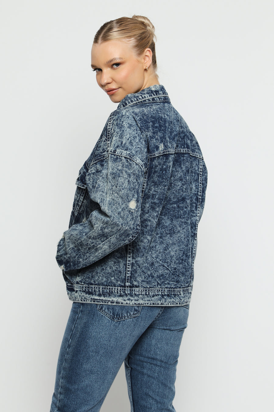 OVERSIZED DENIM JACKET - BLUE -  Women's Oversize denim Jacket