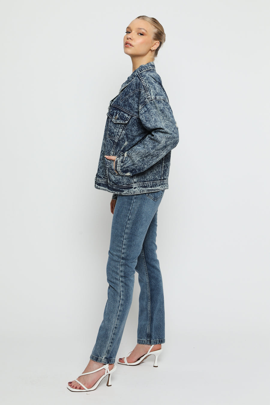 OVERSIZED DENIM JACKET - BLUE -  Women's Oversize denim Jacket