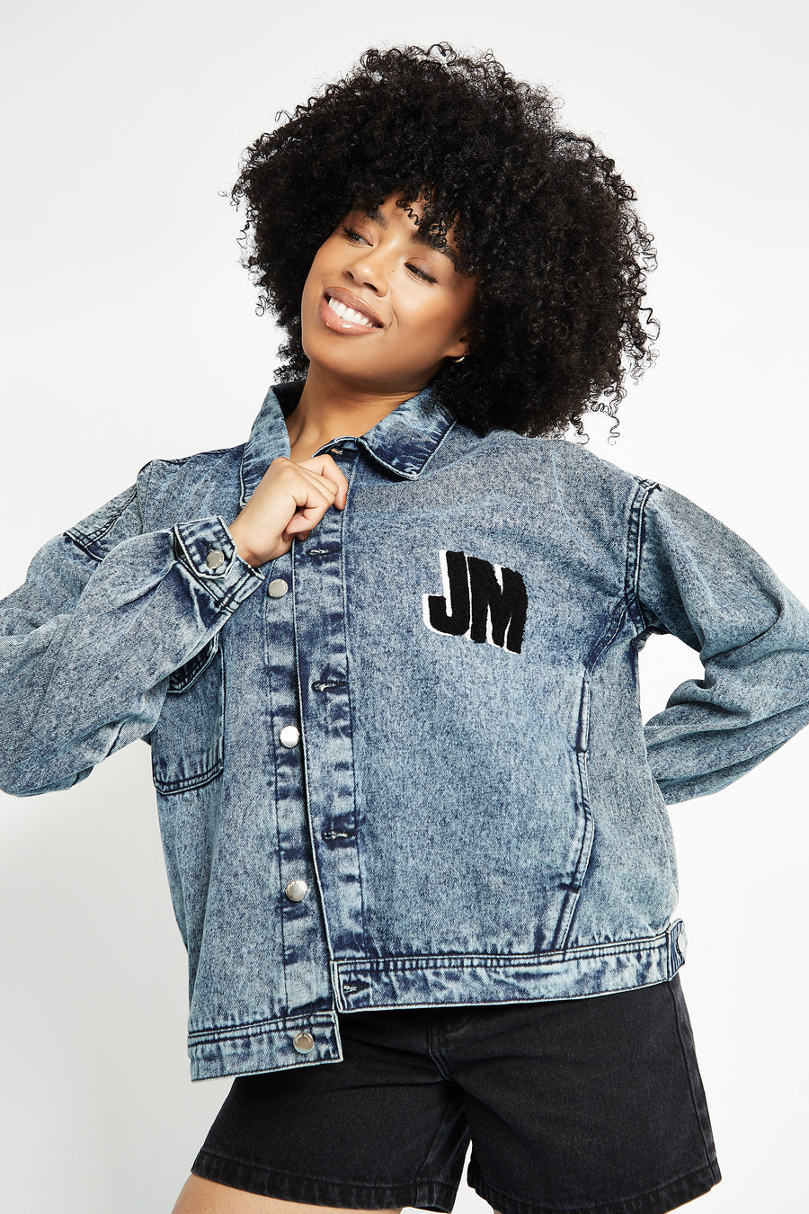 OVERSIZED DENIM JACKET - BLUE -  Women's Oversized Printed denim Jackets