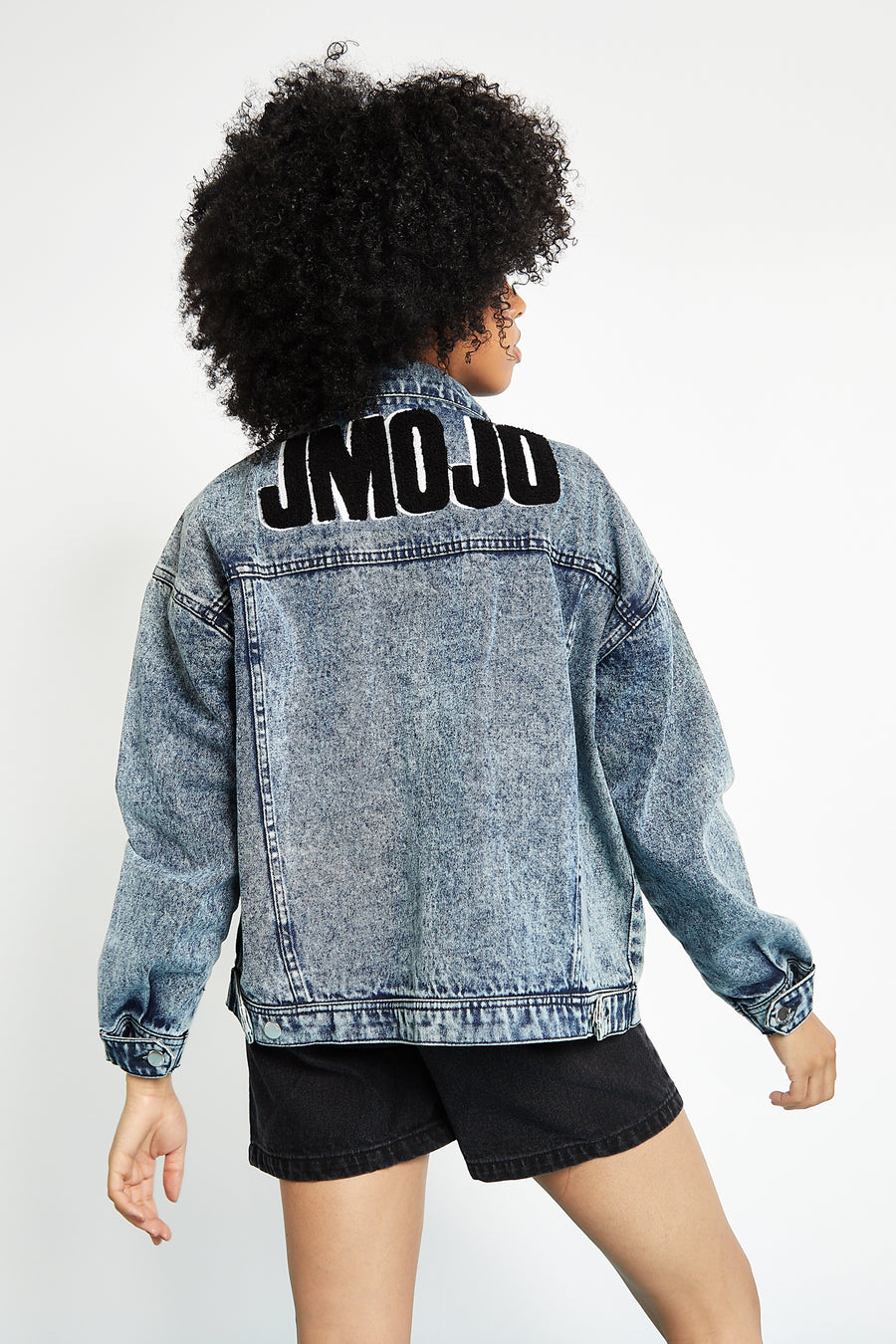 OVERSIZED DENIM JACKET - BLUE -  Women's Oversized Printed denim Jackets