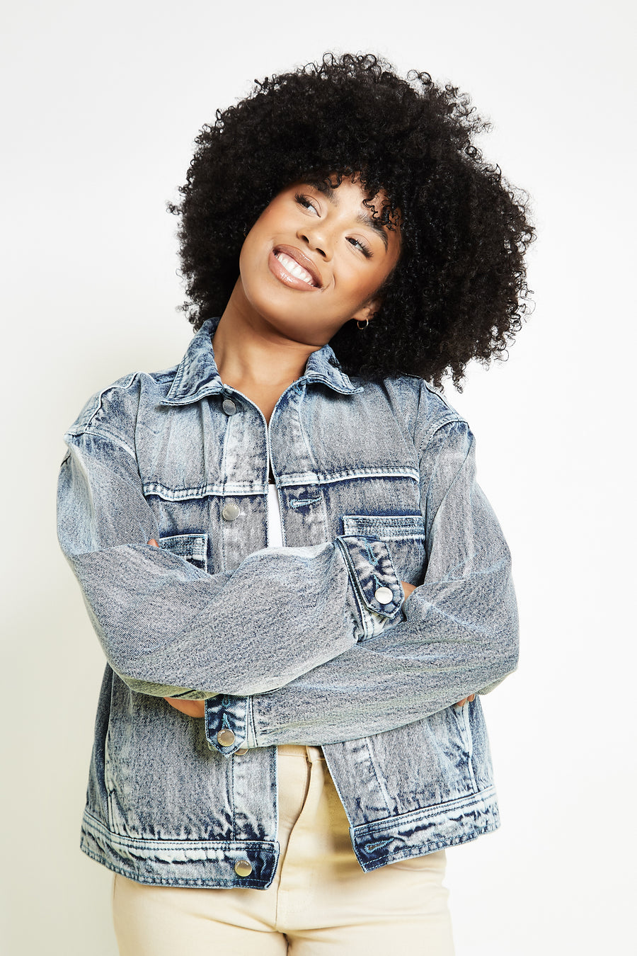 OVERSIZED DENIM JACKET - BLUE WASH -  Women's Printed Jackets