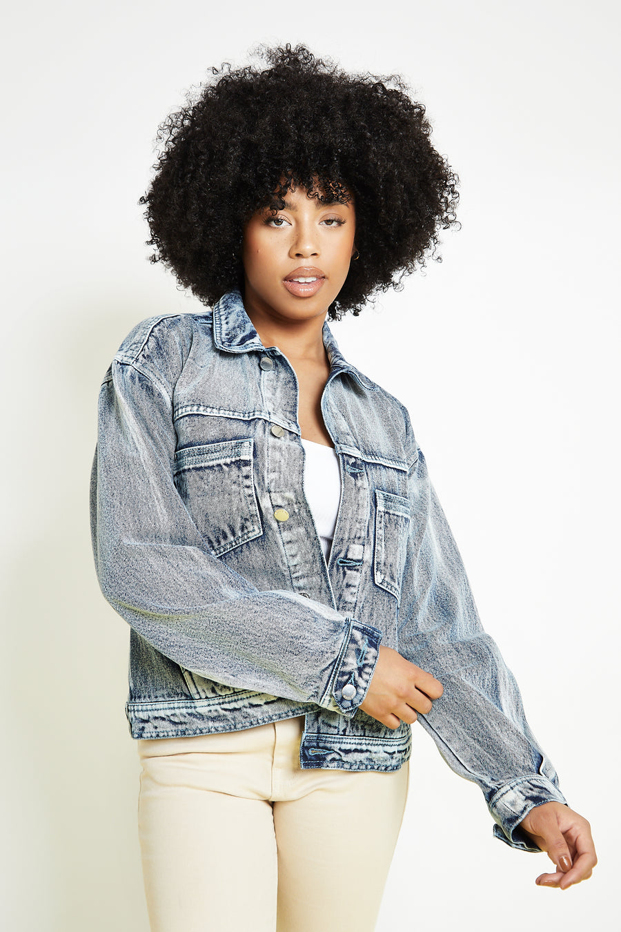 OVERSIZED DENIM JACKET - BLUE WASH -  Women's Printed Jackets