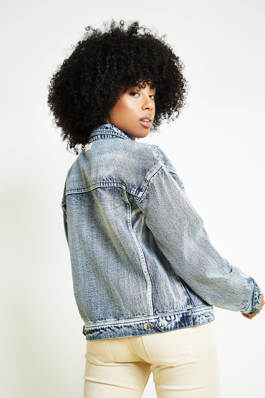 OVERSIZED DENIM JACKET - BLUE WASH -  Women's Printed Jackets