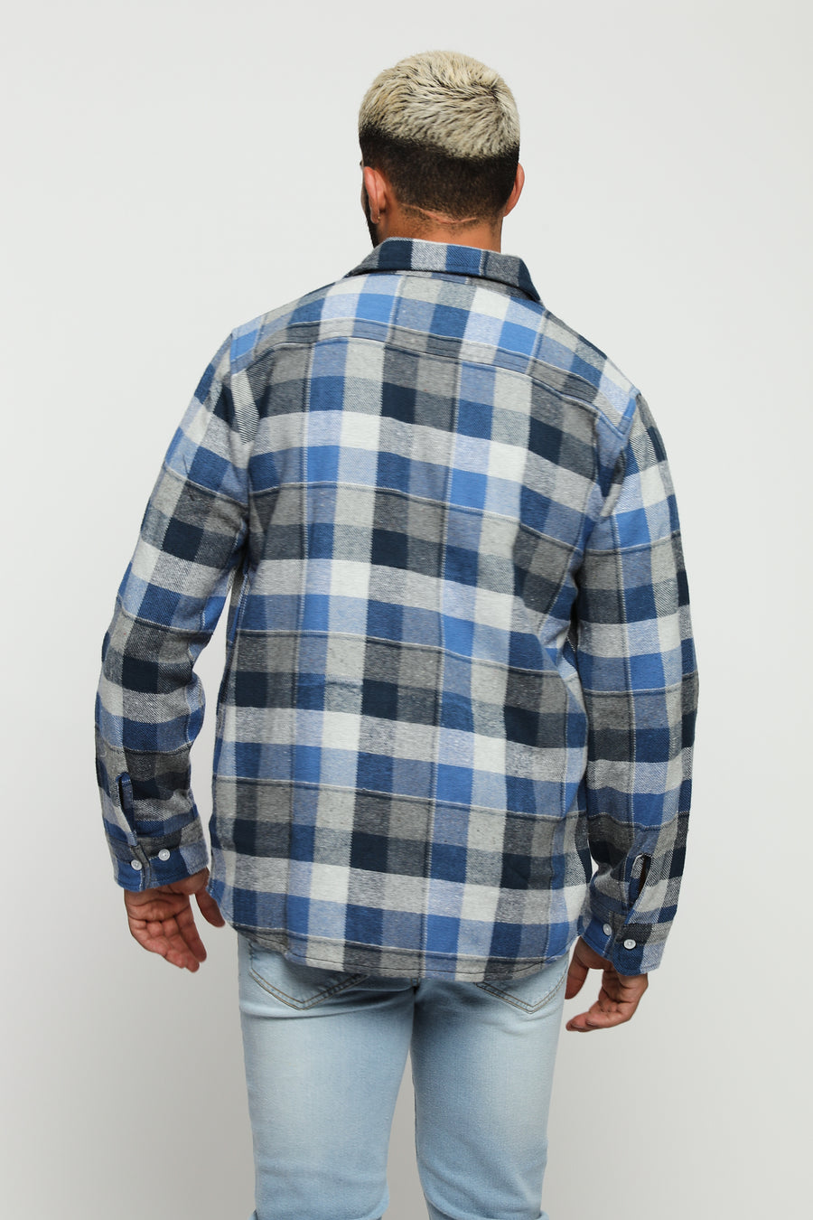 PLAID FLANNEL CHECK SHIRT - TONES OF BLUE -  Men's Check Shirts