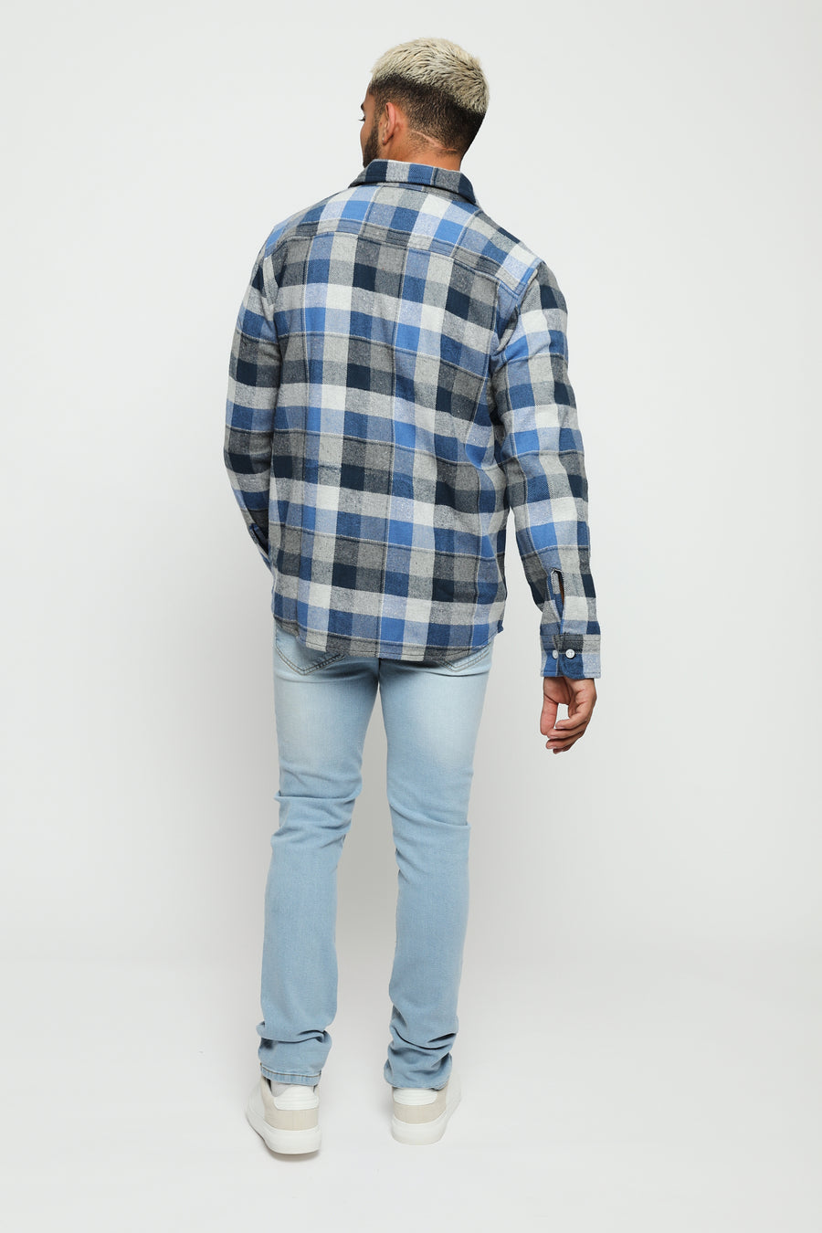 PLAID FLANNEL CHECK SHIRT - TONES OF BLUE -  Men's Check Shirts