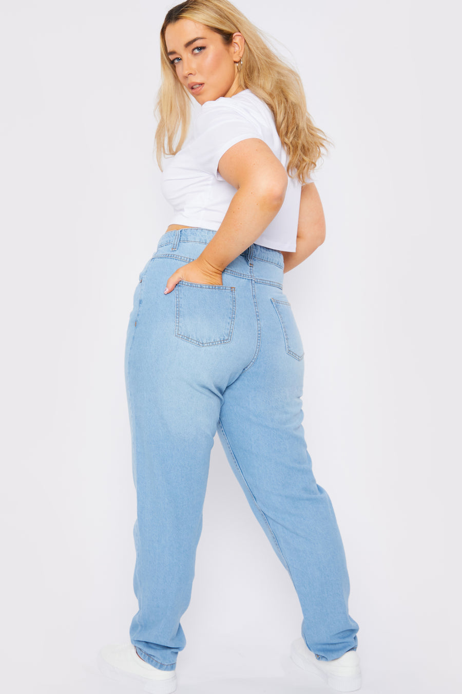 PLUS SIZE STRAIGHT LEG JEANS - LIGHT BLUE WASH -  Women's Straight Leg Jeans